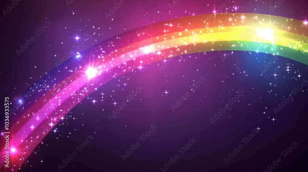 Fototapeta premium Vibrant Rainbow Over Sparkling Night Sky
