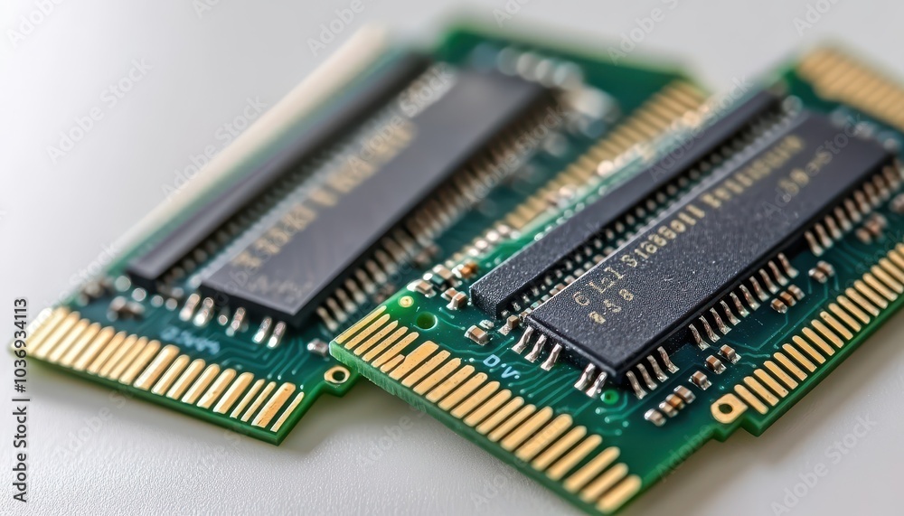 High-tech computer microchips showcasing advanced data RAM and circuitry design High-tech computer microchips showcasing advanced data RAM and circuitry design
