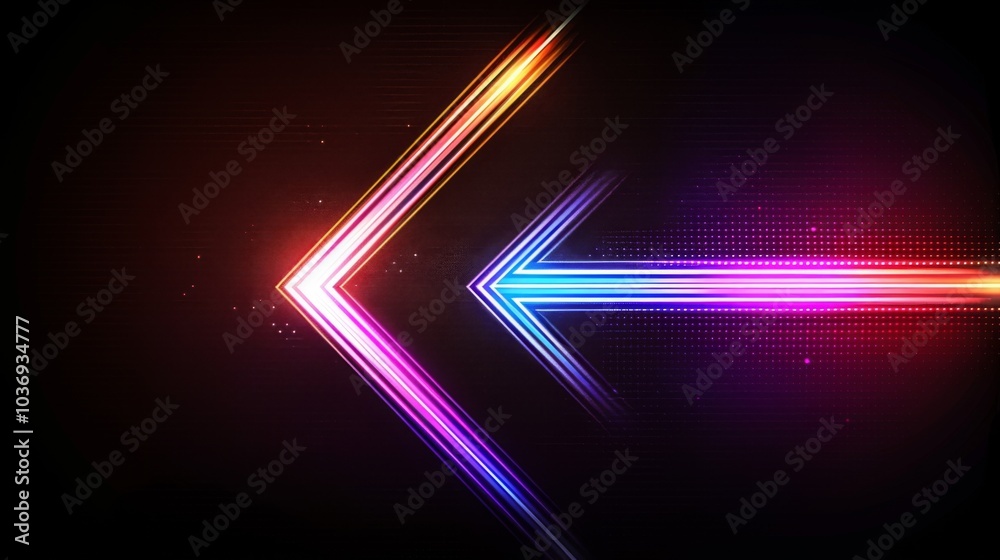 colorful arrow made of glowing light beams, pointing right at the center on a black background he arrow forms an elegant and dynamic shape with a sense of motion and speed colorful arrow made of glowing light beams, pointing right at the center on a black background he arrow forms an elegant and dynamic shape with a sense of motion and speed