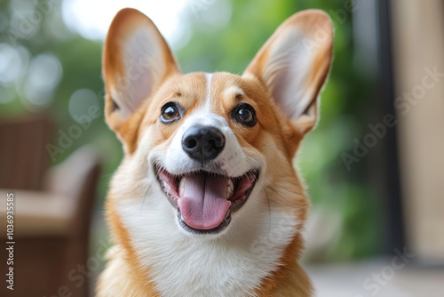 Corgi dog smile and happy in summer sunny day , isolated on white background, , copy space for text,