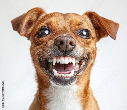 Wallpaper Mural Funny dog disgust, denial, disagreement face. Don't like that. grins  teeth pet. White background , isolated on white background,  , copy space for text, Torontodigital.ca