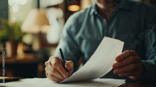 A worker reviewing their contract after a layoff notice, reflecting on job security rights