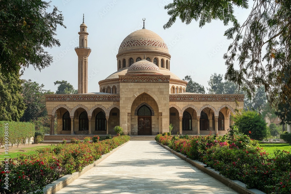 Fototapeta premium Beautiful mosque as a place of worship for Muslims created with Generative AI