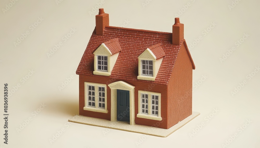 Realistic 3D house model isolated on a plain background for architectural design Realistic 3D house model isolated on a plain background for architectural design