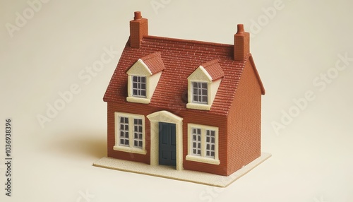 Realistic 3D house model isolated on a plain background for architectural design