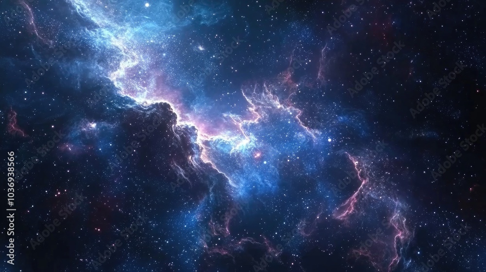 Fototapeta premium Beautiful night sky image featuring a 3D cartoon rendering of stars and stardust in the depths of the universe creating an abstract space background