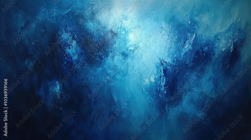 Obraz premium Abstract art featuring blue hues focuses on using the color blue as a central element to form a non representational artistic composition