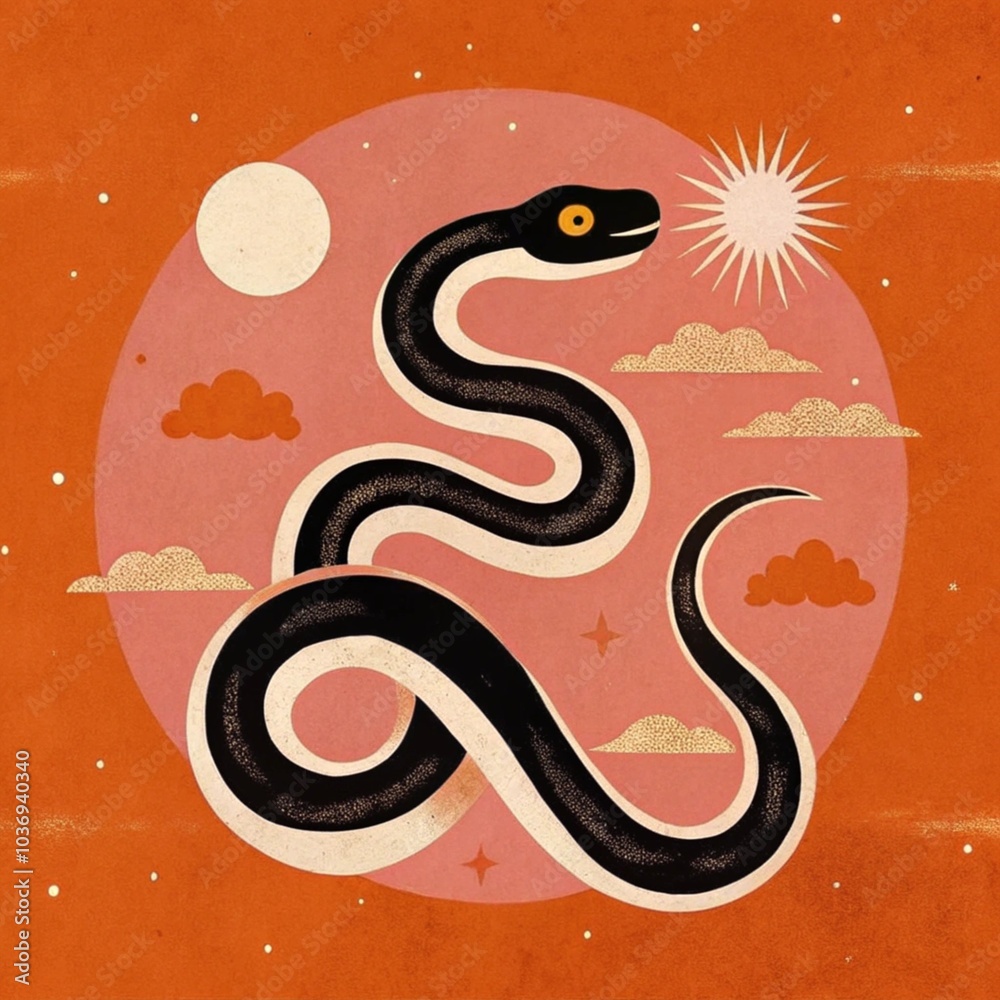 Fototapeta premium illustration of a snake symbol of 2025