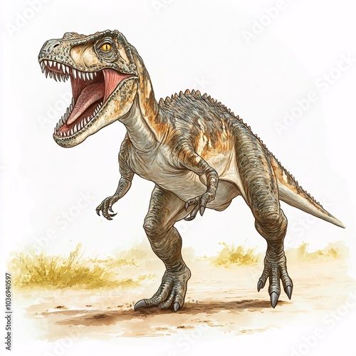 Tarbosaurus Illustration on White Background