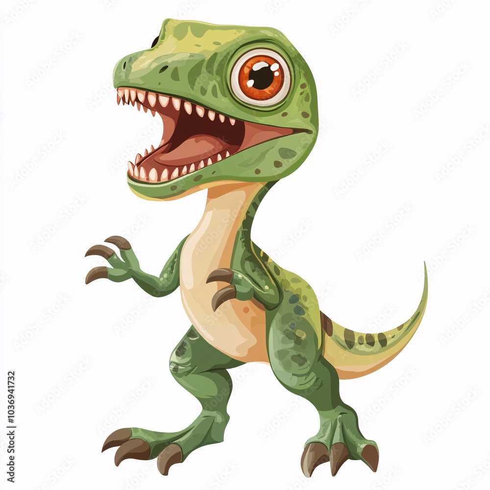 Fototapeta premium Cute Velociraptor Illustration on White Background