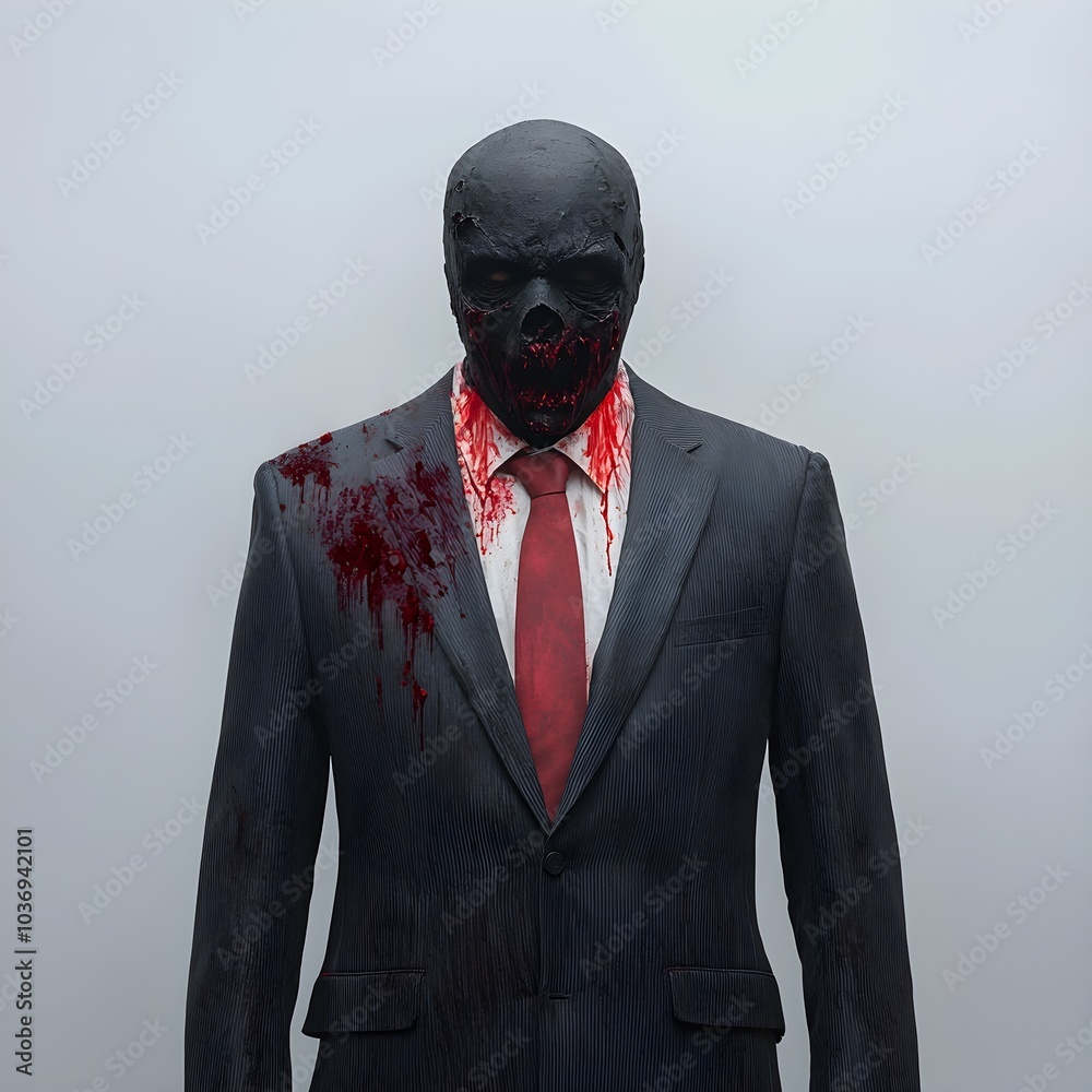 Sinister figure in a blood-stained suit Sinister figure in a blood-stained suit