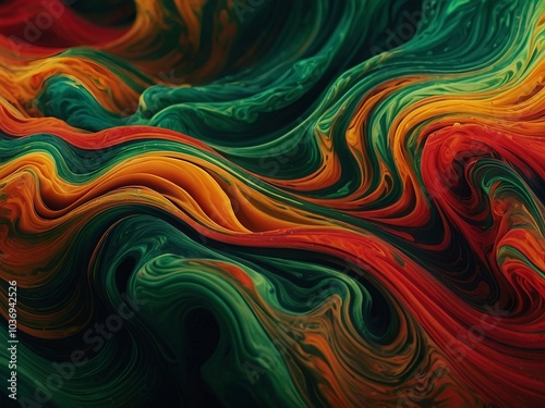 Vibrant Abstract Waves Background in Red, Green, and Orange for Product Display.