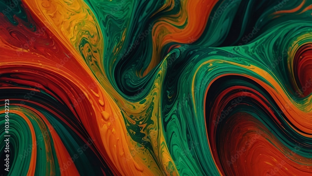 Vibrant Abstract Waves Background in Red, Green, and Orange for Product Display. Vibrant Abstract Waves Background in Red, Green, and Orange for Product Display.