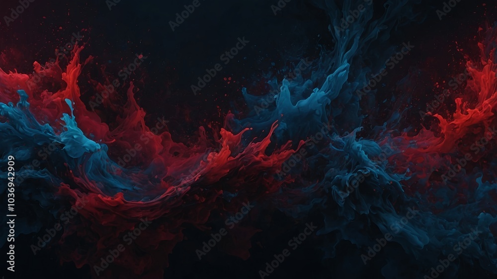 Abstract swirls of red and blue smoke or mist blending on a dark background, dynamic and flowing. Abstract swirls of red and blue smoke or mist blending on a dark background, dynamic and flowing.