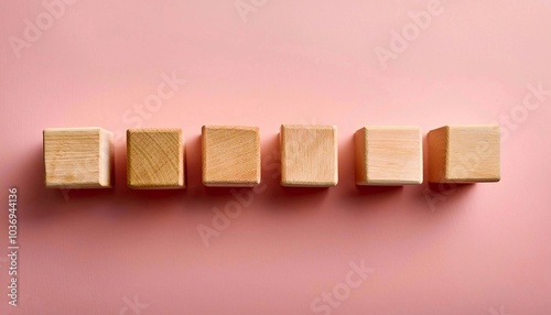 Arranger of small wooden blocks on isolated background, wooden blocks for home decoration 