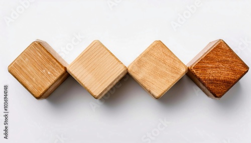 Arranger of small wooden blocks on isolated background, wooden blocks for home decoration 