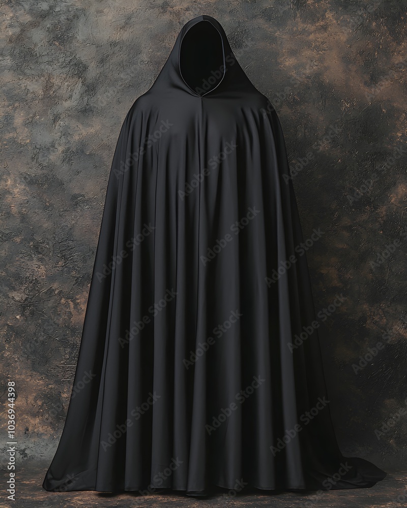 Mysterious figure in a flowing black cloak Mysterious figure in a flowing black cloak