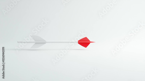 dynamic 3D arrow poised to hit bright red target, symbolizing focus and determination. sleek design emphasizes precision and clarity in achieving goals