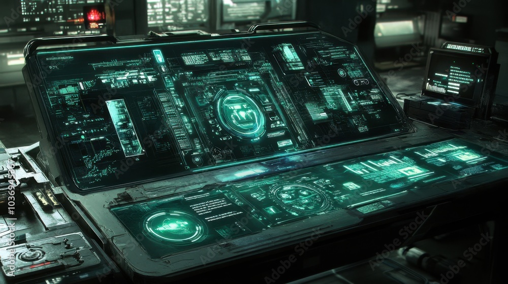 Futuristic Control Panel with Digital Interface Futuristic Control Panel with Digital Interface