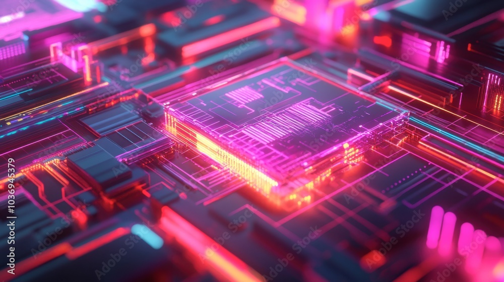 Fototapeta premium Futuristic Abstract Technology Background with Neon Lights