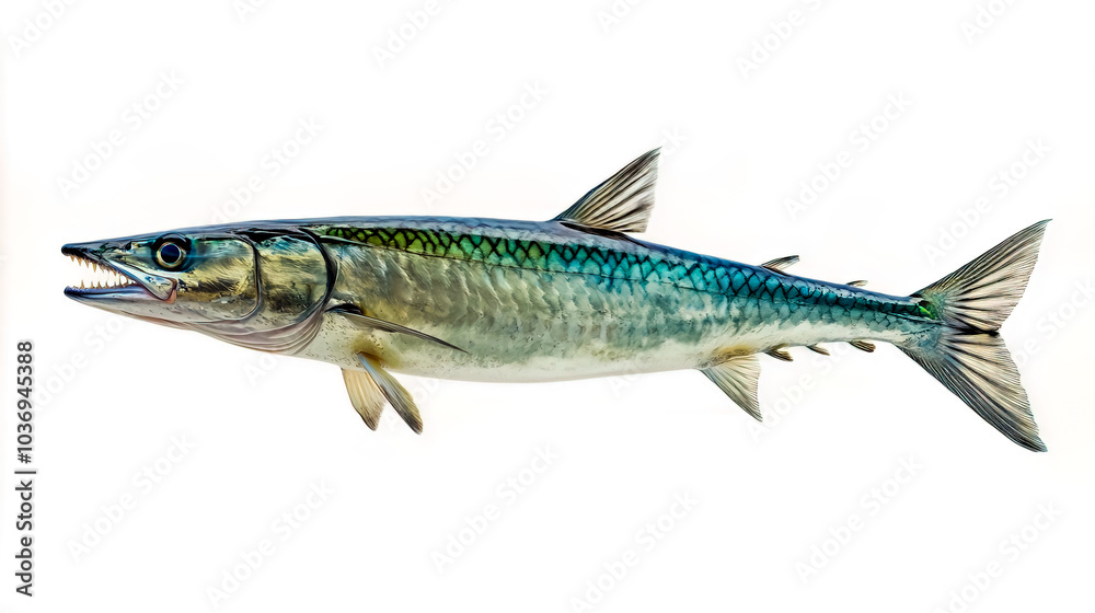 A barracuda isolated on a white background. A barracuda isolated on a white background.