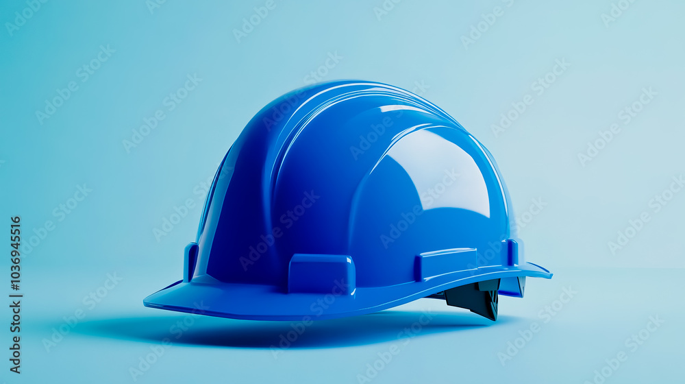 A blue safety helmet displayed on a clean, neutral background.