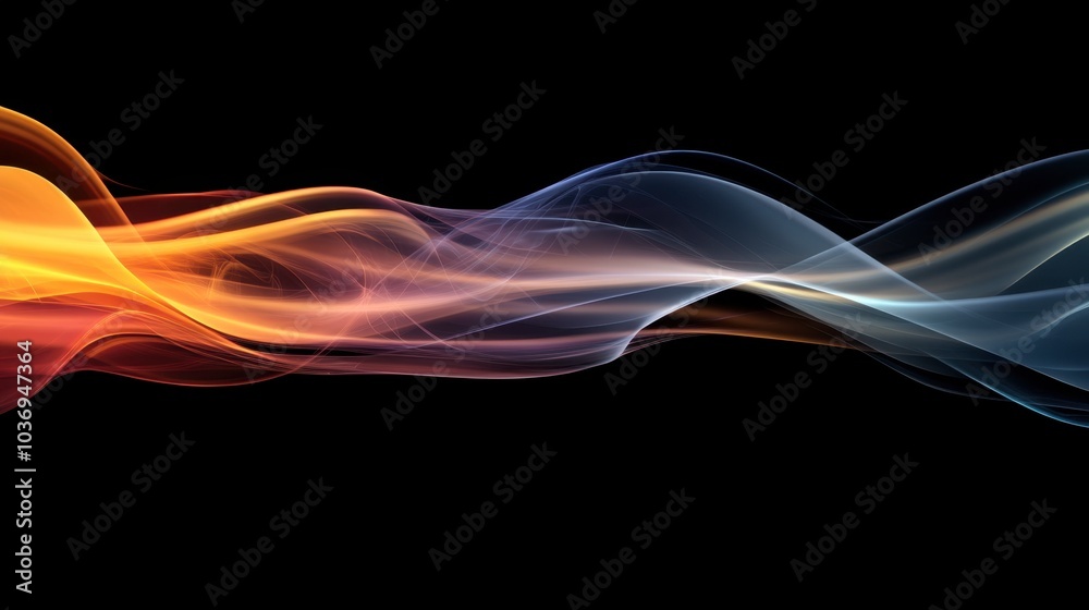 Colorful Waves of Light on Black Background Colorful Waves of Light on Black Background