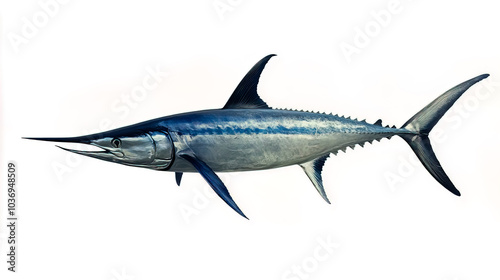 A swordfish isolated on a white background.