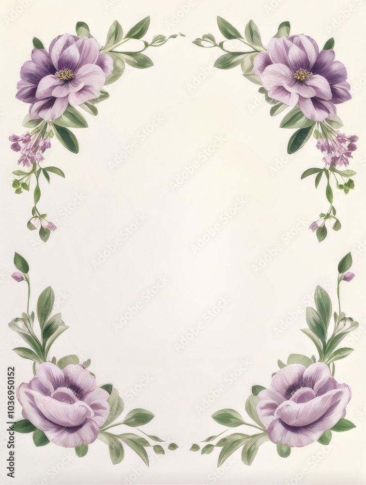 Frame, border, border pattern of lilac purple flowers on white background with free space for text, watercolor drawing, sketch, vintage, retro style, provence, image, postcard, card, letterhead Frame, border, border pattern of lilac purple flowers on white background with free space for text, watercolor drawing, sketch, vintage, retro style, provence, image, postcard, card, letterhead