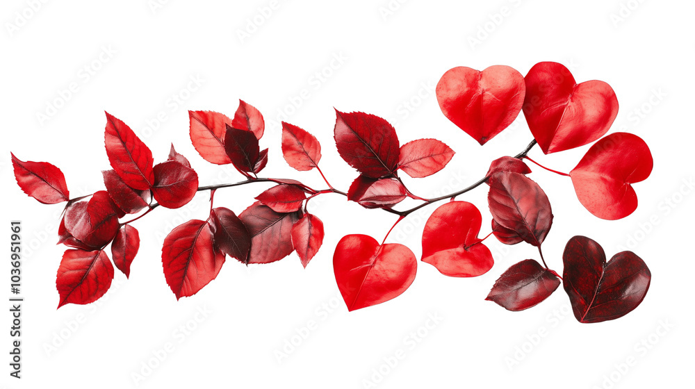 Set of Romantic love background with red paper hearts gently fluttering in a horizontal pattern on transparent background. Ai generated Set of Romantic love background with red paper hearts gently fluttering in a horizontal pattern on transparent background. Ai generated