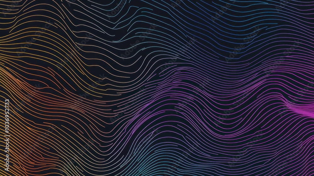 Colorful Wave Lines on Dark Background Design Colorful Wave Lines on Dark Background Design