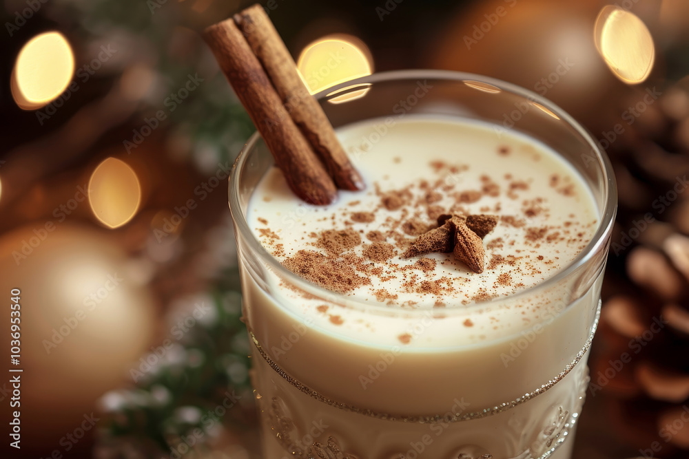 A glass of milk with cinnamon on top A glass of milk with cinnamon on top