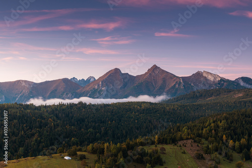 Vibrant Autumn Colors Across the Scenic Polish Countryside Under Tatras