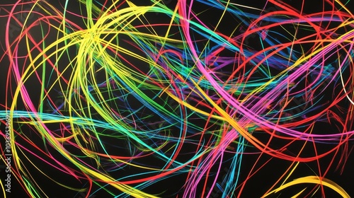 Colorful Abstract Lines on Dark Background