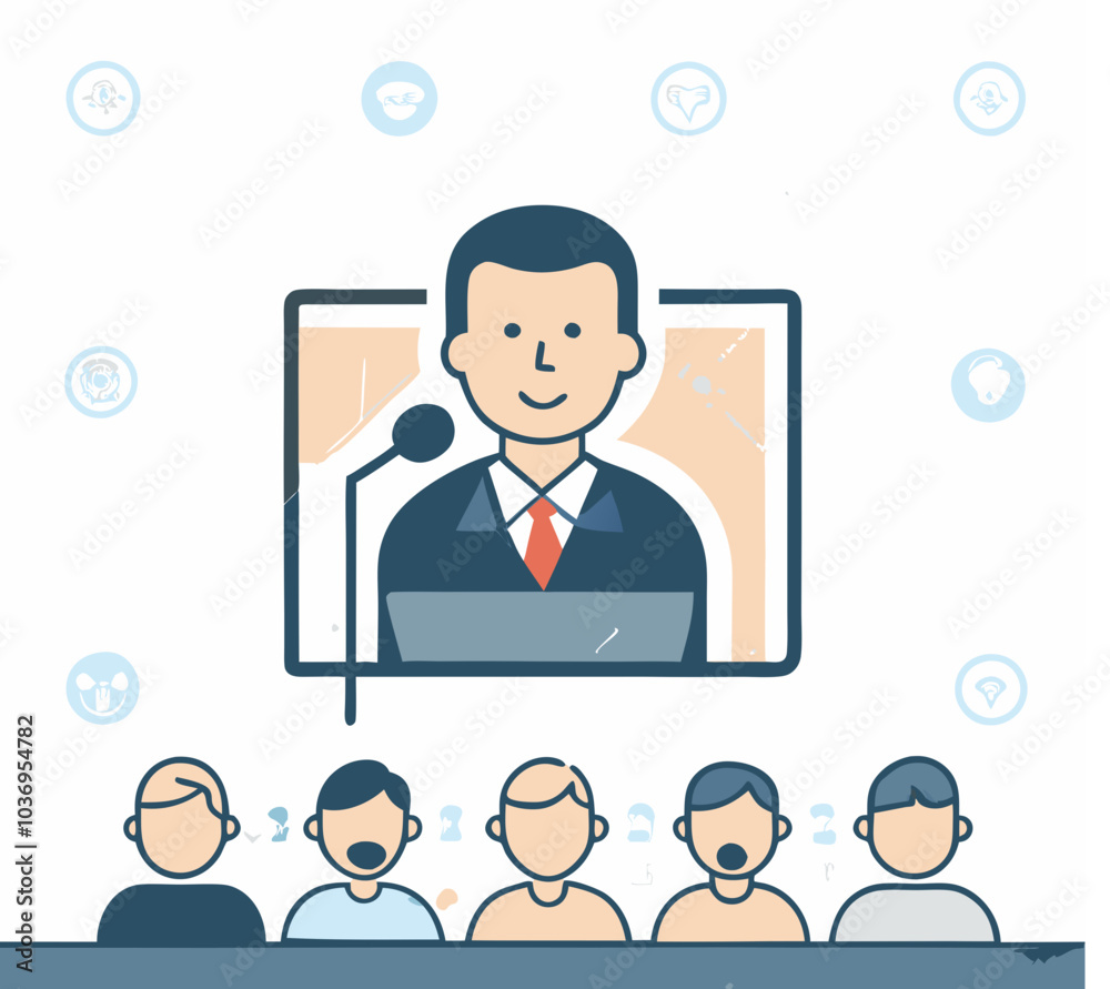 Man Talking On A Lecture By Microphone Icons
Man Talking On A Lecture By Microphone Icons