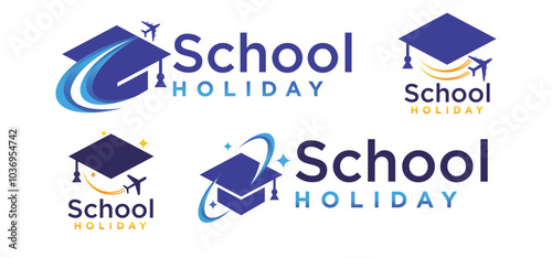 school holiday travel logo, school travel agency logo, travel business logo concept.