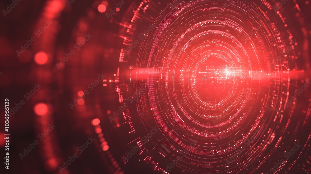 Fototapeta premium Red technology background and abstract digital tech circle.copy space. 