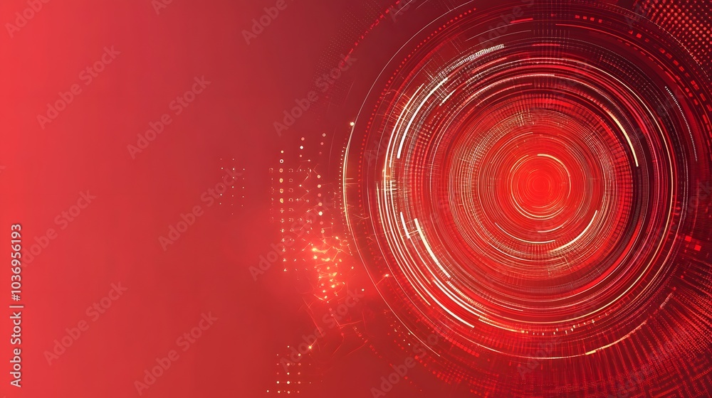 Fototapeta premium Red technology background and abstract digital tech circle.copy space. 