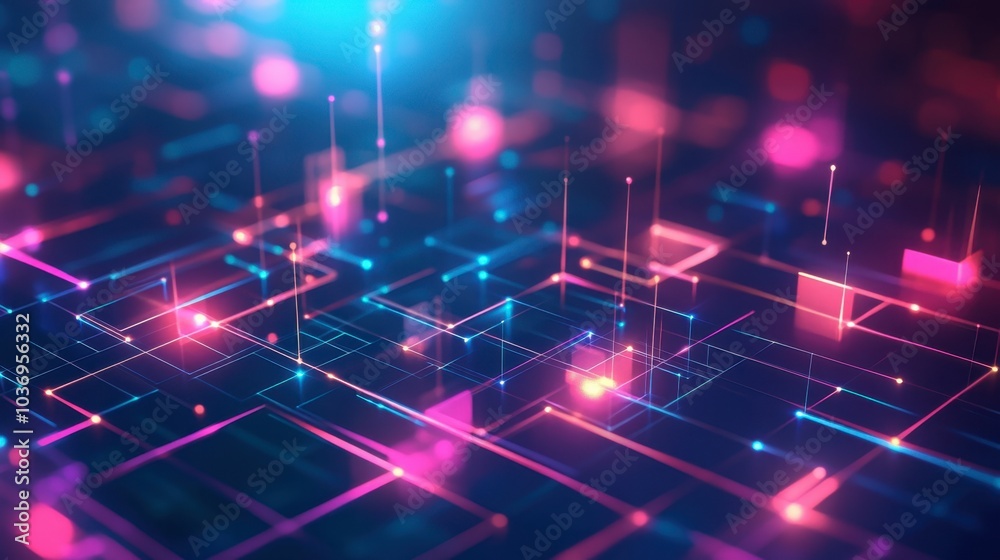 Fototapeta premium Abstract Technology Background with Colorful Lights