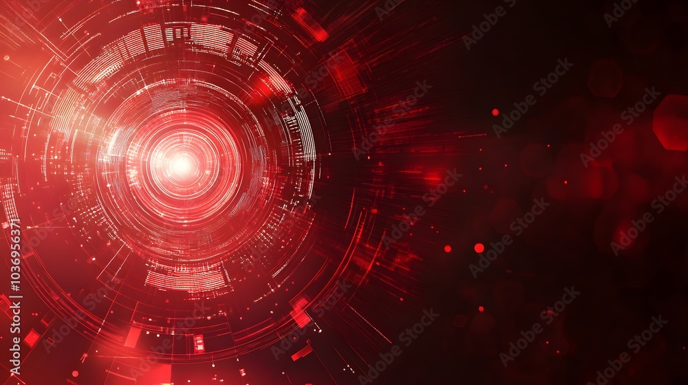 Obraz premium Red technology background and abstract digital tech circle.copy space. 