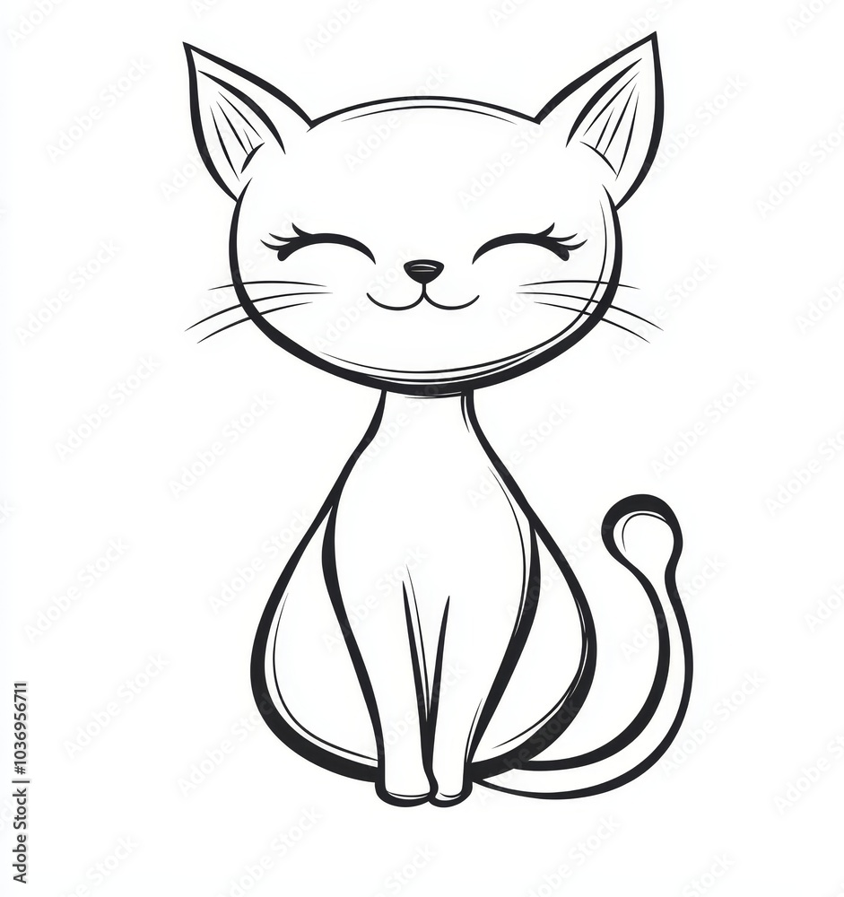 A monochrome depiction of a feline with closed eyes and a melancholic expression A monochrome depiction of a feline with closed eyes and a melancholic expression