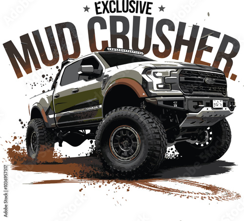 Exclusive Mud Crusher concept truck T-Shirt Design