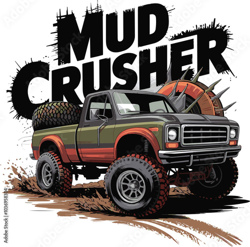 Mud Crusher concept truck T-Shirt Design