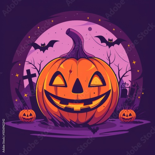 halloween pumpkin with bats and bats