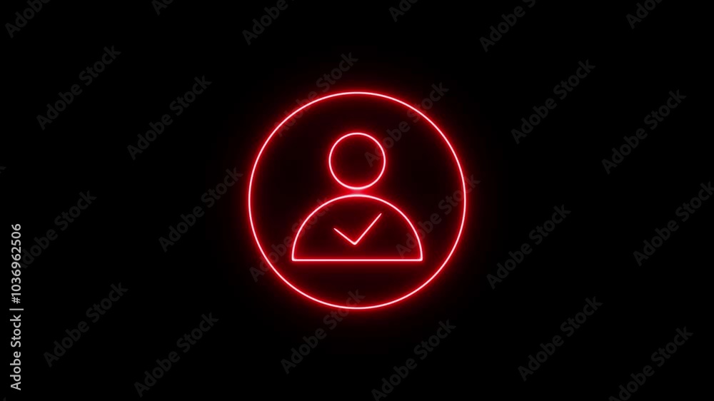 Neon Profile icon animation with tick mark Neon Profile icon animation with tick mark
