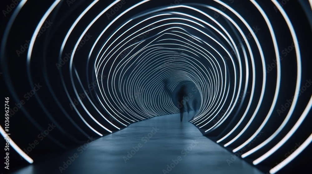 Futuristic Tunnel with Dynamic Lighting Effects Futuristic Tunnel with Dynamic Lighting Effects