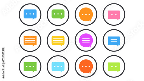 Set of colorful message icons. Vector illustration. Flat minimalist style design.