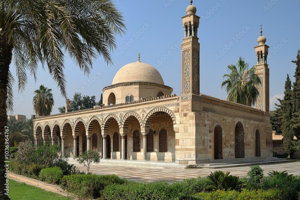 Fototapeta premium Beautiful mosque as a place of worship for Muslims created with Generative AI