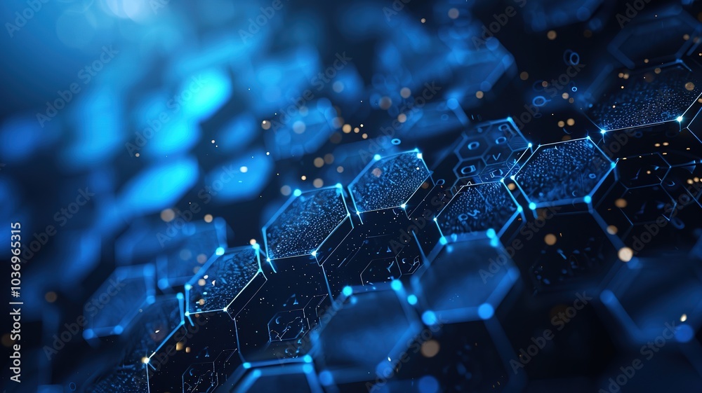 Fototapeta premium Abstract technology or medical background with hexagons shape pattern. Concepts and ideas for healthcare technology, innovation medicine, health, science and research,