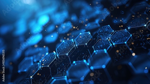 Abstract technology or medical background with hexagons shape pattern. Concepts and ideas for healthcare technology, innovation medicine, health, science and research,